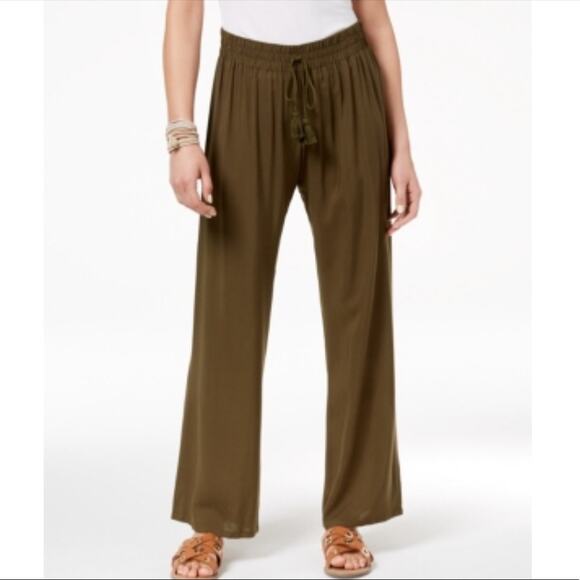 Be Bop Pants Palazzo Green Pull On - Picture 2 of 6